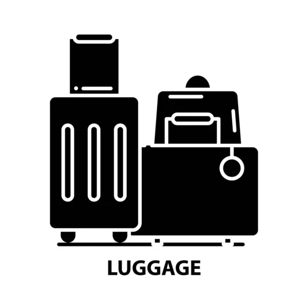 Bagage ikon, svart vektor skylt med redigerbara drag, koncept illustration — Stock vektor