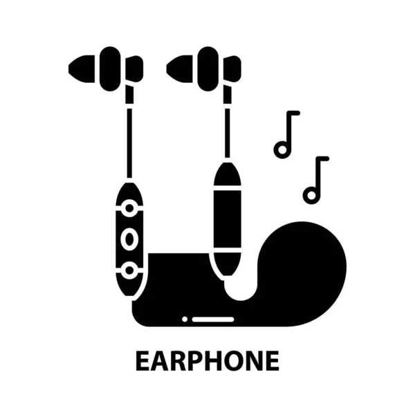 Ikon earphone, tanda vektor hitam dengan coretan yang dapat disunting, ilustrasi konsep - Stok Vektor