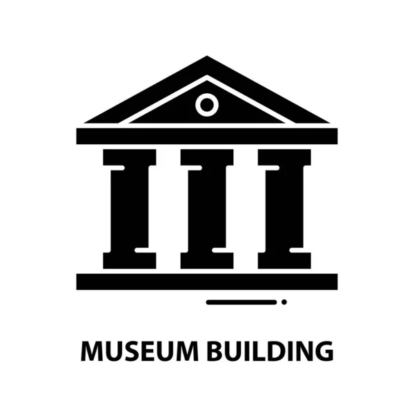 Icono del edificio del museo, signo de vector negro con trazos editables, ilustración de concepto — Vector de stock