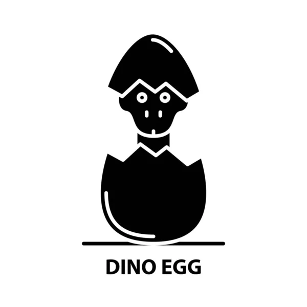 Ikona jaj dino, czarny znak wektor z edytowalnymi pociągnięciami, ilustracja koncepcyjna — Wektor stockowy