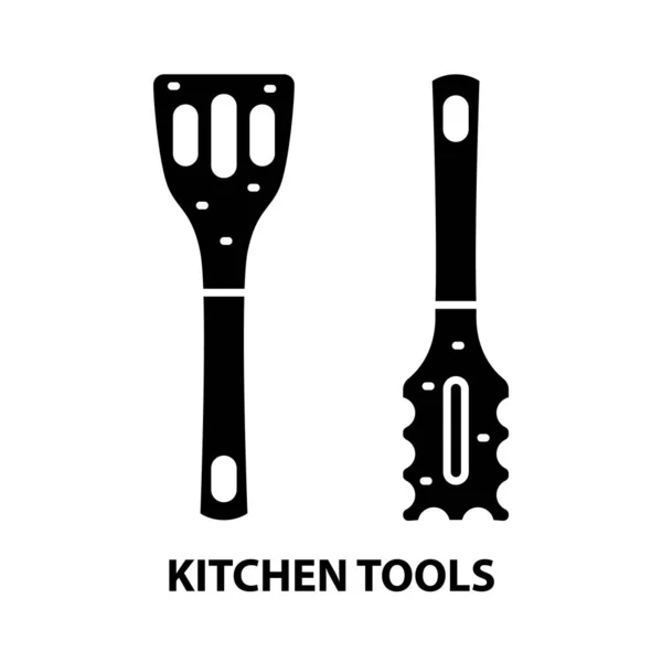 Icône d'outils de cuisine, signe vectoriel noir avec touches modifiables, illustration de concept — Image vectorielle