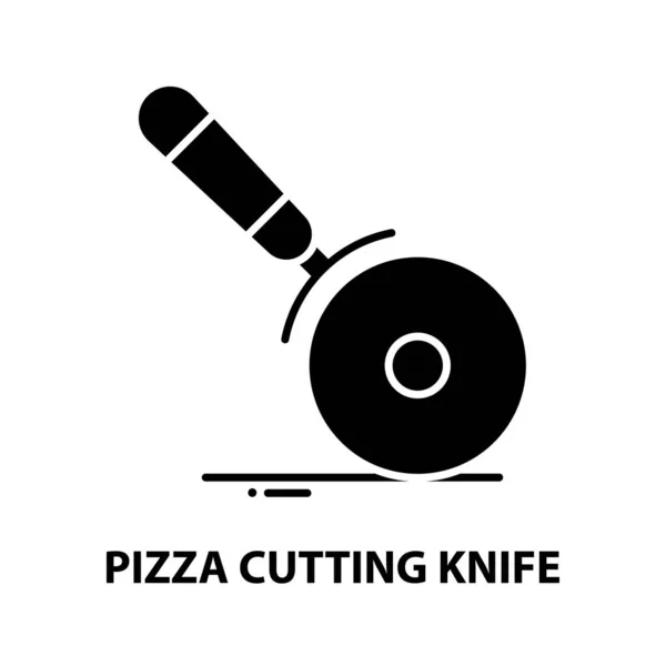 Ikona noża do cięcia pizzy, czarny znak wektora z edytowalnymi pociągnięciami, ilustracja koncepcyjna — Wektor stockowy