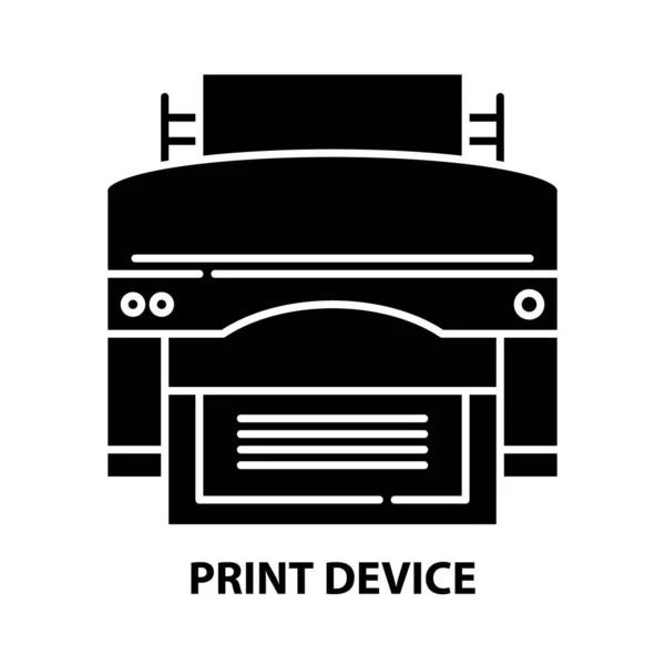 Иконка устройства печати, знак черного вектора с редактируемыми штрихами, концептуальная иллюстрация — стоковый вектор