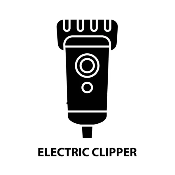 Ícone de símbolo clipper elétrico, sinal de vetor preto com traços editáveis, ilustração conceito — Vetor de Stock