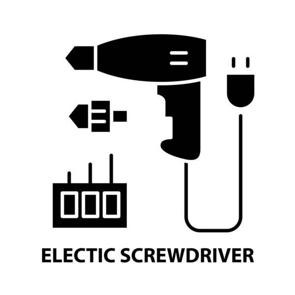 Icono del destornillador electico, signo de vector negro con trazos editables, ilustración de concepto — Vector de stock