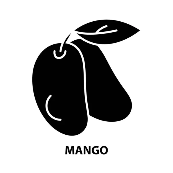 Mango icon, black vector sign with editable stroke, 컨셉트 일러스트 — 스톡 벡터