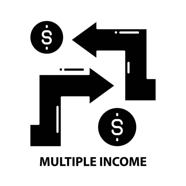 Значок множественного дохода, черный векторный знак с редактируемыми штрихами, концептуальная иллюстрация — стоковый вектор