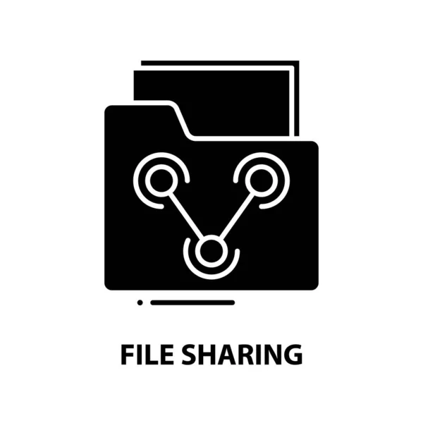 File sharing teken pictogram, zwarte vector teken met bewerkbare slagen, concept illustratie — Stockvector