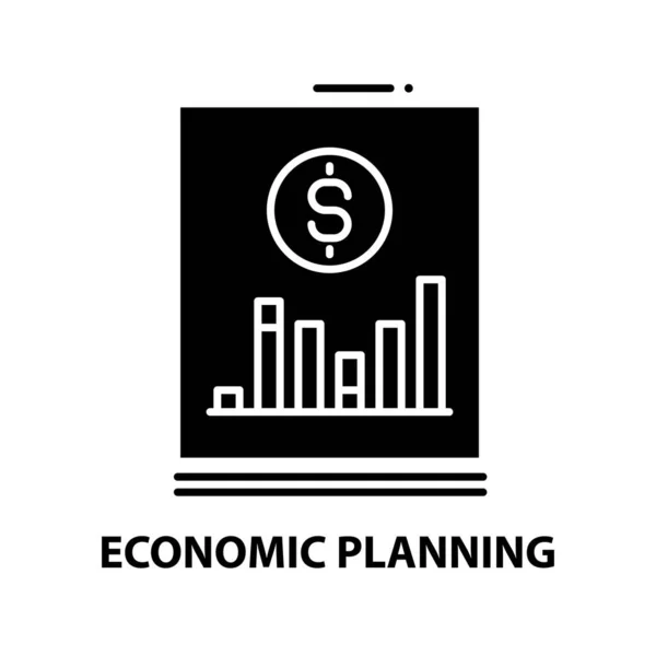 Ícone de planejamento econômico, sinal vetorial preto com traços editáveis, ilustração conceito — Vetor de Stock