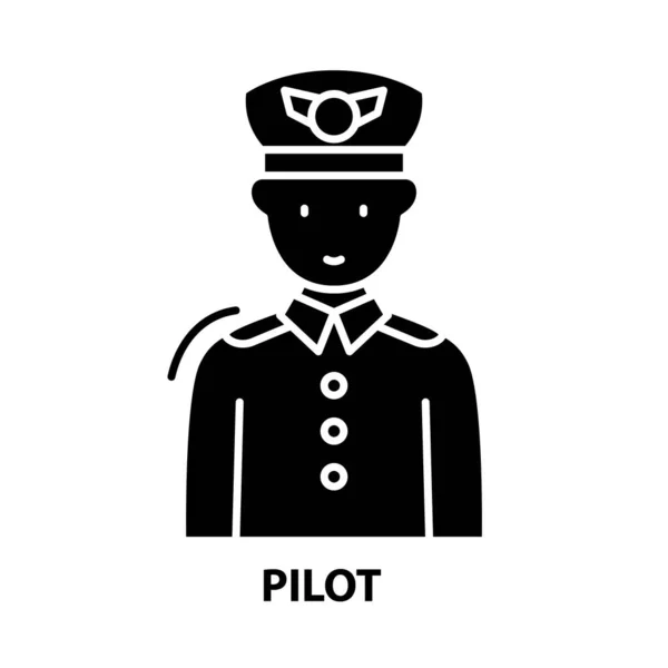 Pilot symbol ikon, svart vektor tecken med redigerbara stroke, begrepp illustration — Stock vektor