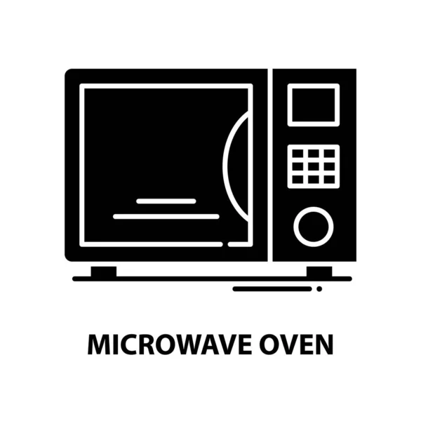 Icône de four à micro-ondes électronique, signe vectoriel noir avec touches modifiables, illustration de concept — Image vectorielle