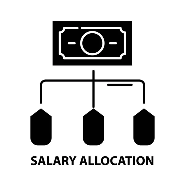 Icône d'allocation de salaire, signe vectoriel noir avec traits modifiables, illustration de concept — Image vectorielle