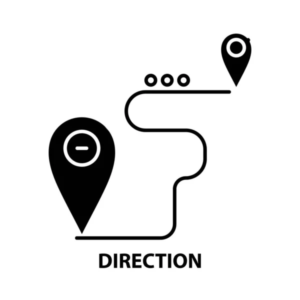 Ikona kierunku, czarny znak wektora z edytowalnymi pociągnięciami, ilustracja koncepcyjna — Wektor stockowy