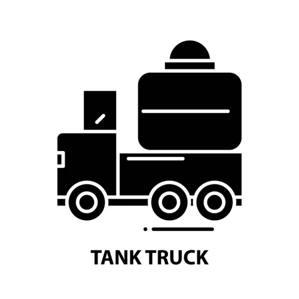 Tank lastbil symbol ikon, svart vektor tecken med redigerbara drag, koncept illustration — Stock vektor