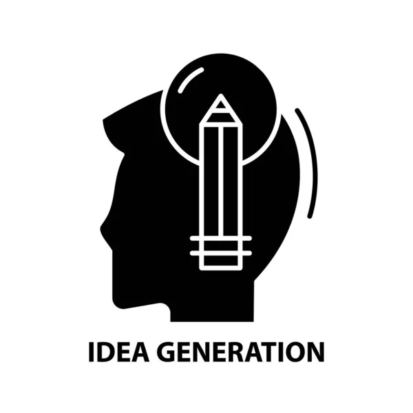 Icona simbolo generazione idea, segno vettoriale nero con tratti modificabili, illustrazione del concetto — Vettoriale Stock