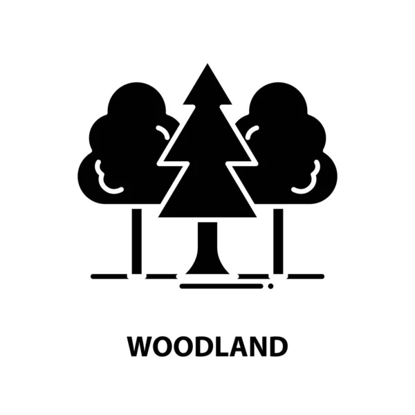 Ikona lasu, czarny znak wektora z edytowalnymi pociągnięciami, ilustracja koncepcyjna — Wektor stockowy