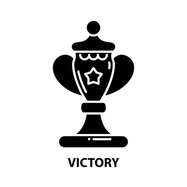 Ikona zwycięstwa, czarny znak wektora z edytowalnymi pociągnięciami, ilustracja koncepcyjna — Wektor stockowy