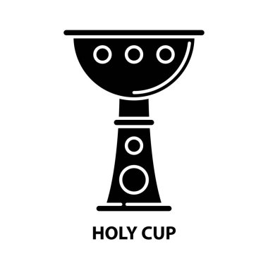 Kutsal kupa simgesi, siyah vektör işareti, düzenlenebilir vuruşlar, konsept illüstrasyon