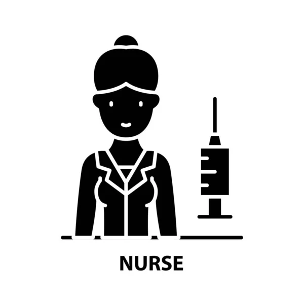 Значок медсестры, черный векторный знак с редактируемыми штрихами, концептуальная иллюстрация — стоковый вектор