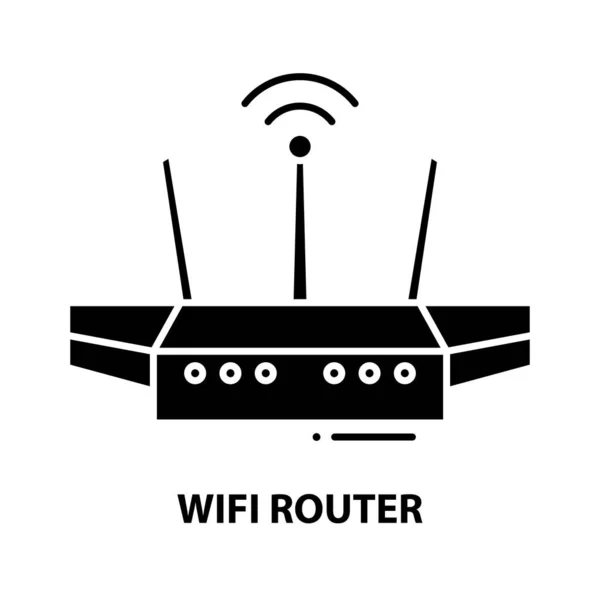 Wifi router icoon, zwart vectorbord met aanpasbare slagen, concept illustratie — Stockvector