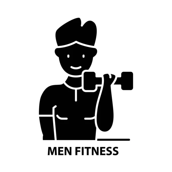 Icona del fitness maschile, segno vettoriale nero con tratti modificabili, illustrazione concettuale — Vettoriale Stock