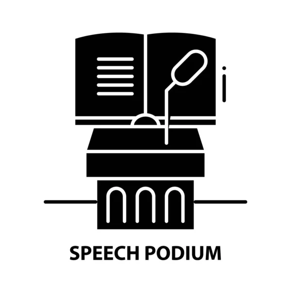 Spraakpodium icoon, zwart vectorbord met instelbare slagen, conceptillustratie — Stockvector