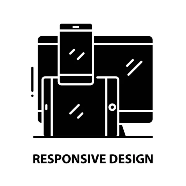 Responsive design symbol icon, black vector sign with editable strokes, concept illustration — Stock Vector
