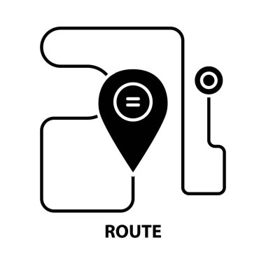 güzergah simgesi, düzenlenebilir vuruşlu siyah vektör işareti, konsept illüstrasyon