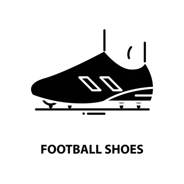 Icona delle scarpe da calcio, segno vettoriale nero con tratti modificabili, illustrazione concettuale — Vettoriale Stock