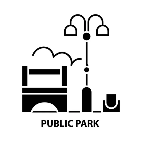 Icono del parque público, signo de vector negro con trazos editables, ilustración conceptual — Vector de stock