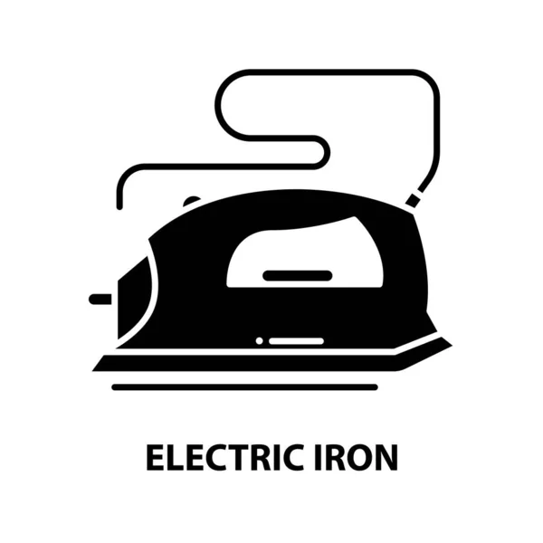 Electric iron icon, black vector sign with editable strokes, concept illustration — Stock Vector