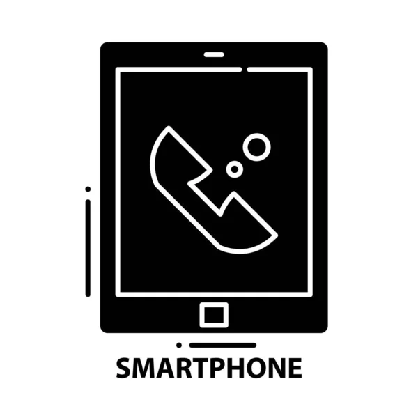 Symbol smartphone ikona, černý vektorový znak s upravitelnými tahy, koncept ilustrace — Stockový vektor