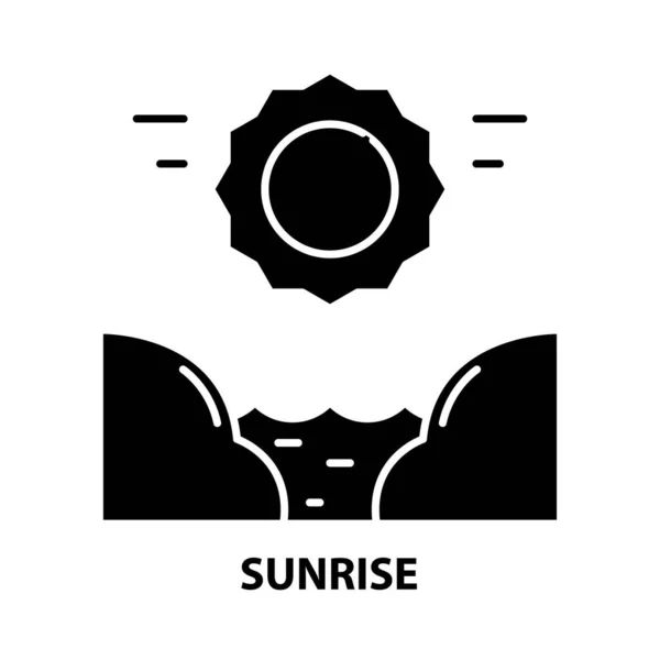 Sunrise icon, black vector sign with editable strokes, concept illustration — Stock Vector