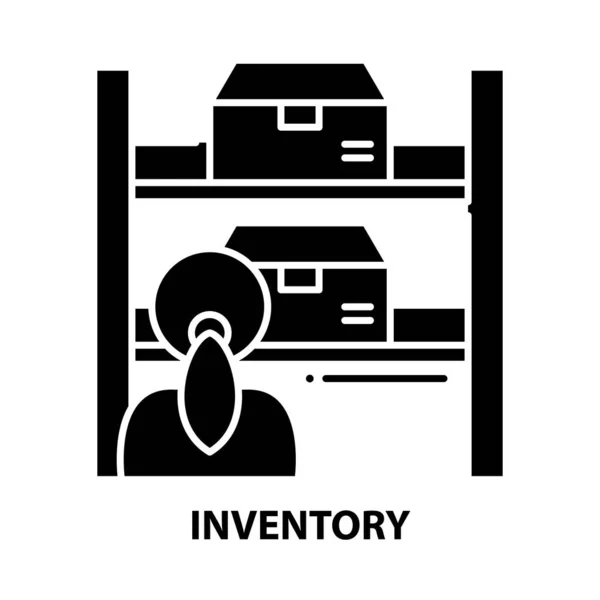 Ikona inventáře, černý vektorový znak s upravitelnými tahy, koncept ilustrace — Stockový vektor