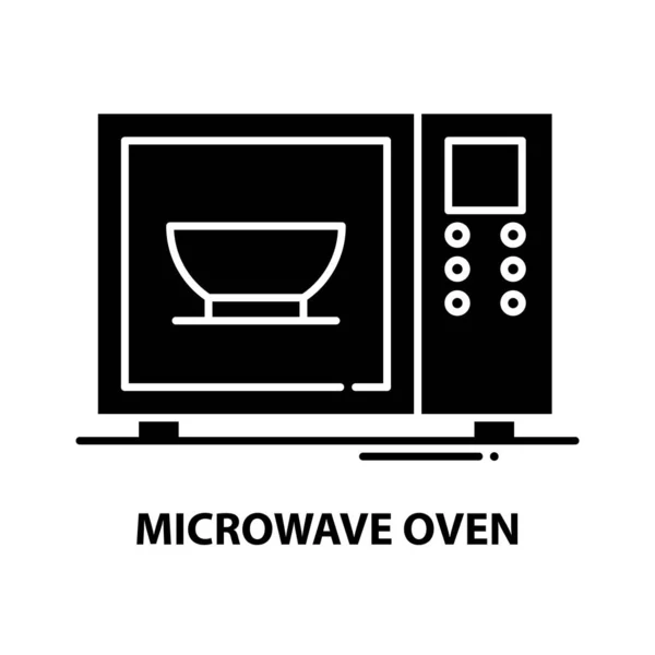 Icône symbole four micro-ondes, signe vectoriel noir avec touches modifiables, illustration de concept — Image vectorielle