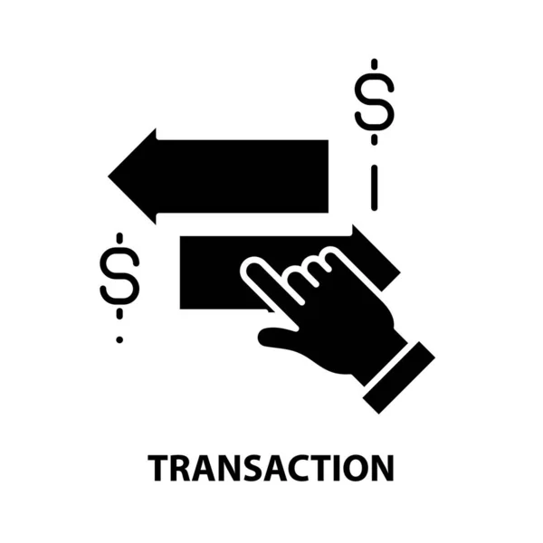 Иконка транзакции, знак черного вектора с редактируемыми штрихами, концептуальная иллюстрация — стоковый вектор