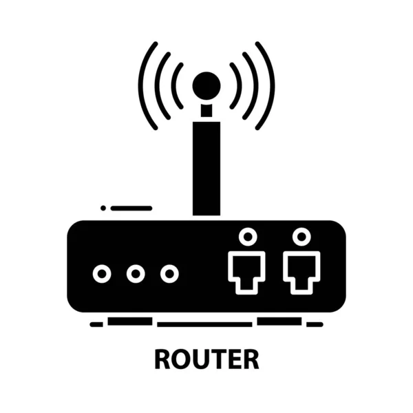 Icono del router, signo de vector negro con trazos editables, ilustración de concepto — Archivo Imágenes Vectoriales