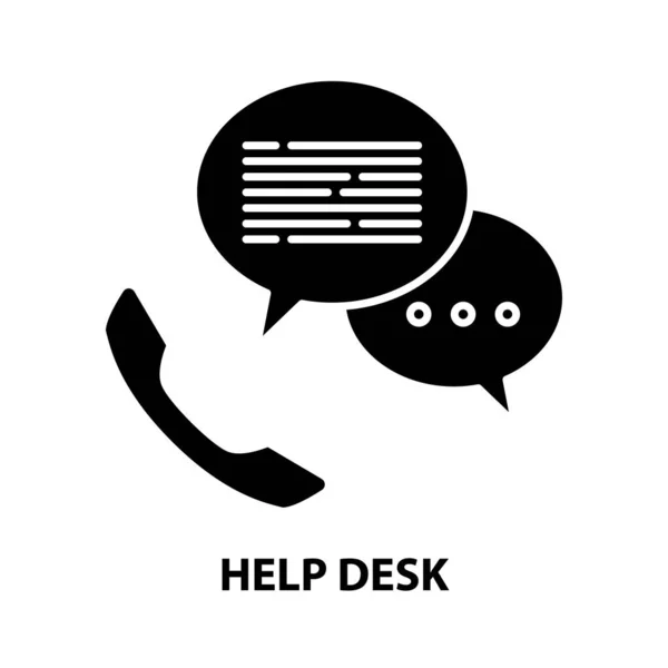 Icona simbolo help desk, segno vettoriale nero con tratti modificabili, illustrazione concettuale — Vettoriale Stock