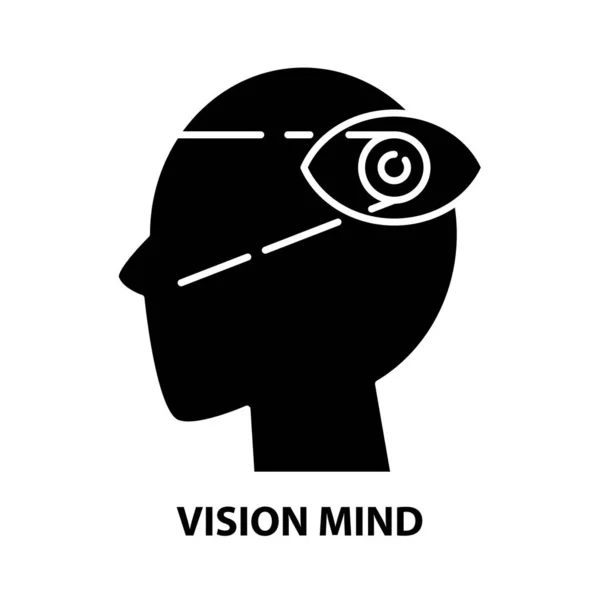 Ícone da mente visão, sinal vetor preto com traços editáveis, ilustração conceito —  Vetores de Stock
