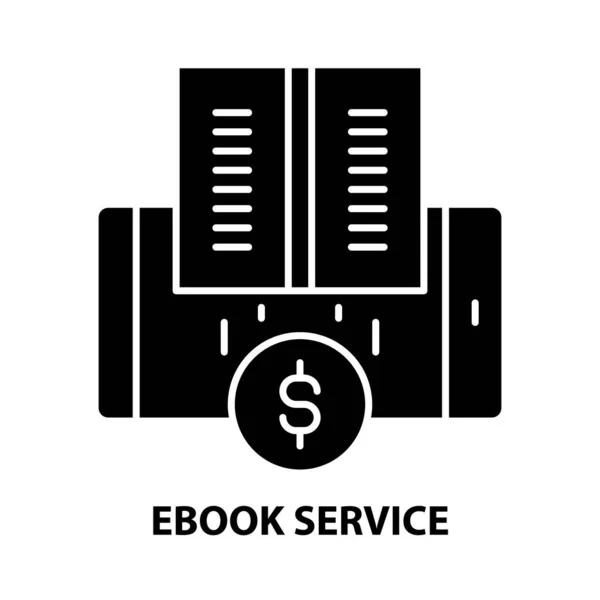 Εικονίδιο υπηρεσίας ebook, μαύρο σύμβολο διάνυσμα με επεξεργάσιμο εγκεφαλικά επεισόδια, εικονογράφηση έννοια — Διανυσματικό Αρχείο
