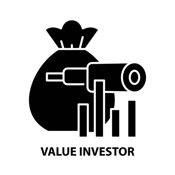Icono del inversor de valor, signo de vector negro con trazos editables, ilustración de concepto — Vector de stock