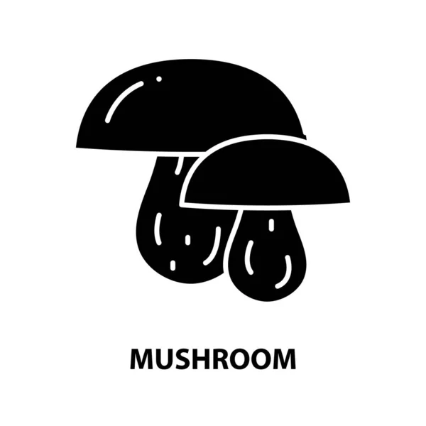 Icona dei funghi, segno vettoriale nero con tratti modificabili, illustrazione concettuale — Vettoriale Stock