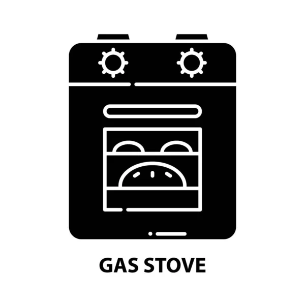 Icône de cuisinière à gaz, panneau vectoriel noir avec touches modifiables, illustration de concept — Image vectorielle