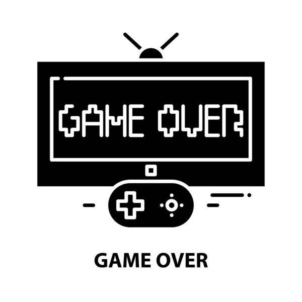 Game over icon, black vector sign with editable strokes, concept illustration — Stock Vector
