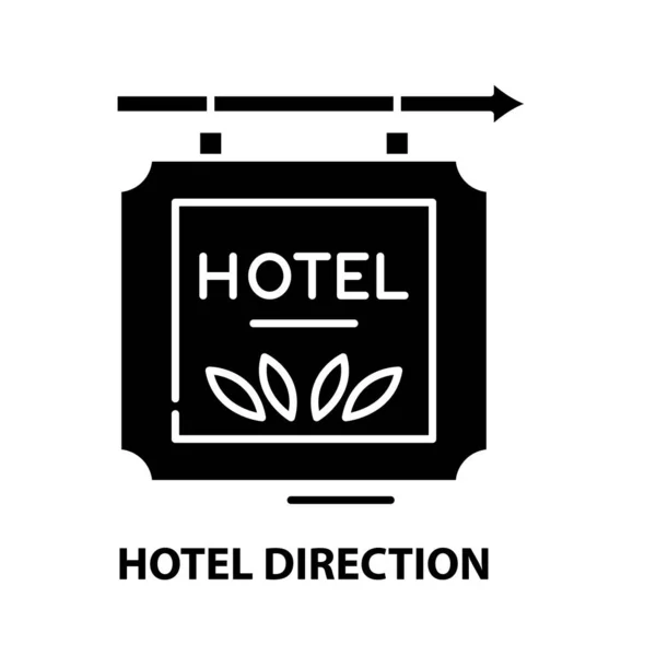 Icono de dirección del hotel, signo de vector negro con trazos editables, ilustración de concepto — Vector de stock