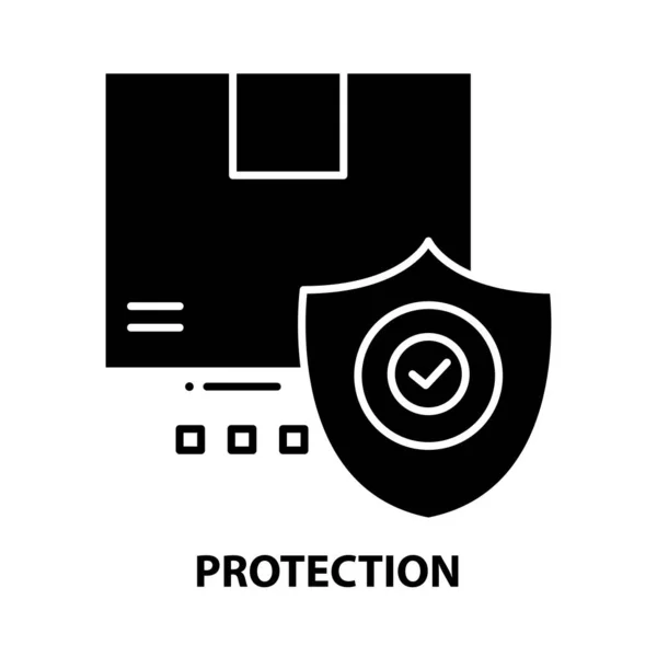 Icono de protección, signo de vector negro con trazos editables, ilustración conceptual — Archivo Imágenes Vectoriales