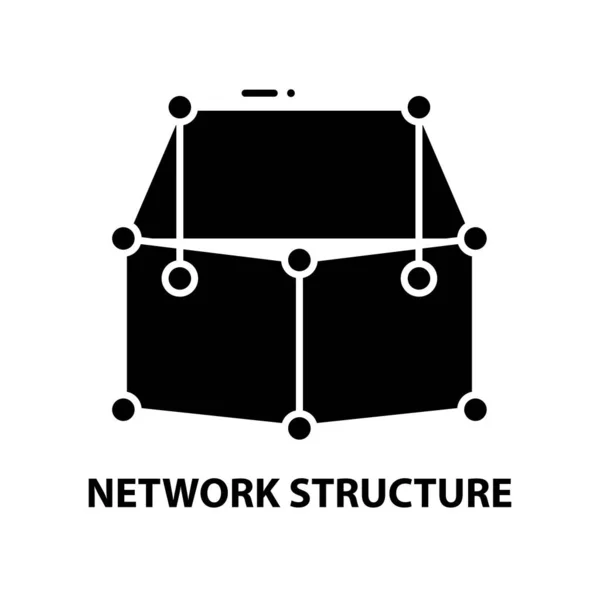Icône de structure réseau, signe vectoriel noir avec traits modifiables, illustration de concept — Image vectorielle