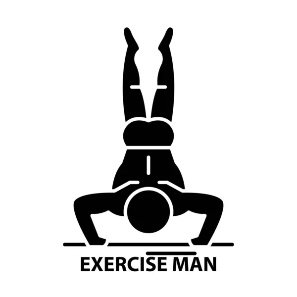 Exercise man icon, black vector sign with editable strokes, concept illustration — Stock Vector