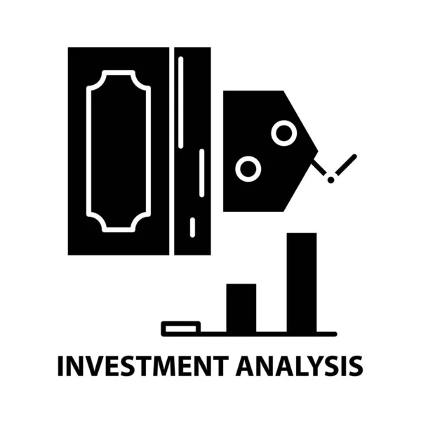 Investering analyse icoon, zwarte vector teken met bewerkbare slagen, concept illustratie — Stockvector