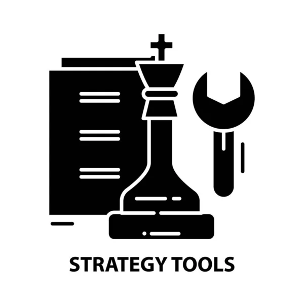 Ikona narzędzi strategii, czarny znak wektora z edytowalnymi pociągnięciami, ilustracja koncepcji — Wektor stockowy